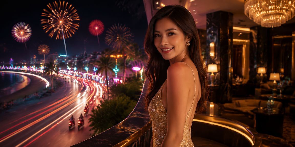 Ánh đèn neon giải trí về đêm tại Mũi Né với người dùng theo dõi kết quả thể thao trực tiếp